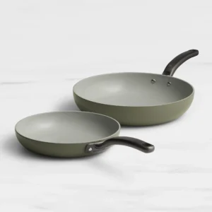 Wolstead Mineral 2pc Non-Stick Frypan Set 24cm and 30cm Olive